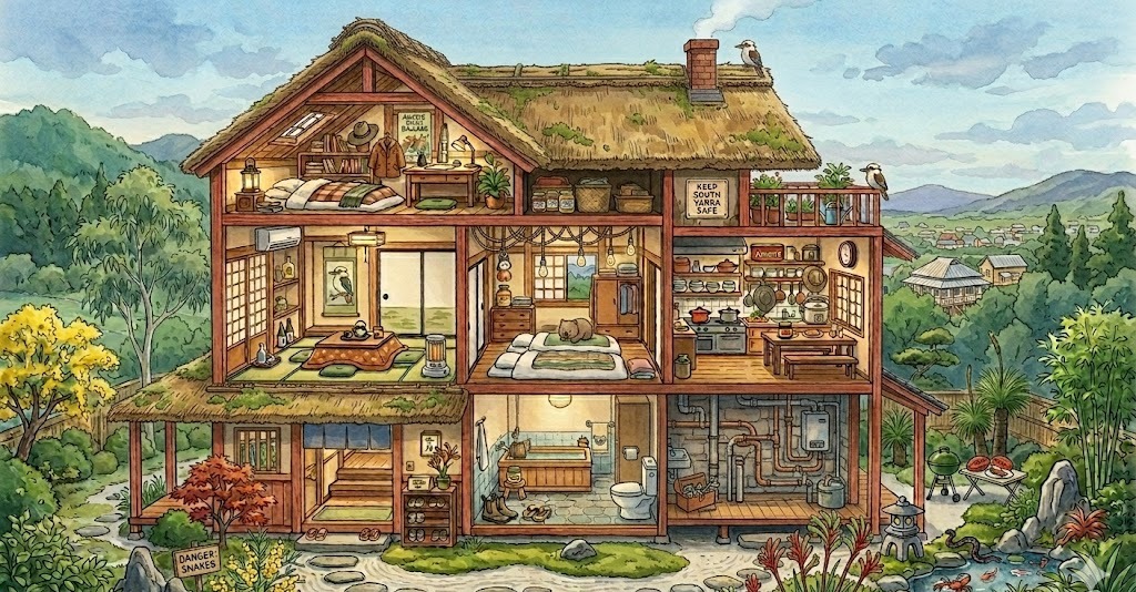 Interactive Ghibli house cross-section