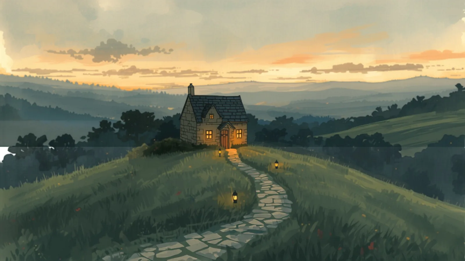 seo cost adelaide - One warmly lit stone cottage glowing among darker rooftops on an Adelaide hillside at dusk, a winding lantern-lit path leading up to it One warmly lit stone cottage glowing among darker rooftops on an Adelaide hillside at dusk, a winding lantern-lit path leading up to it - seo cost adelaide