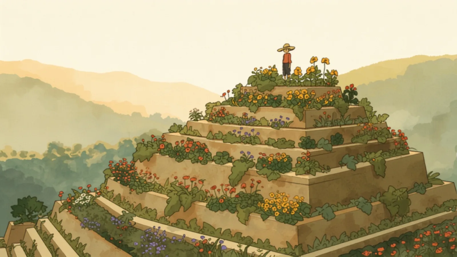seo cost adelaide - A terraced hillside garden in ascending tiers, each blooming fuller than the last, with a tiny gardener at work in morning sun A terraced hillside garden in ascending tiers, each blooming fuller than the last, with a tiny gardener at work in morning sun - seo cost adelaide
