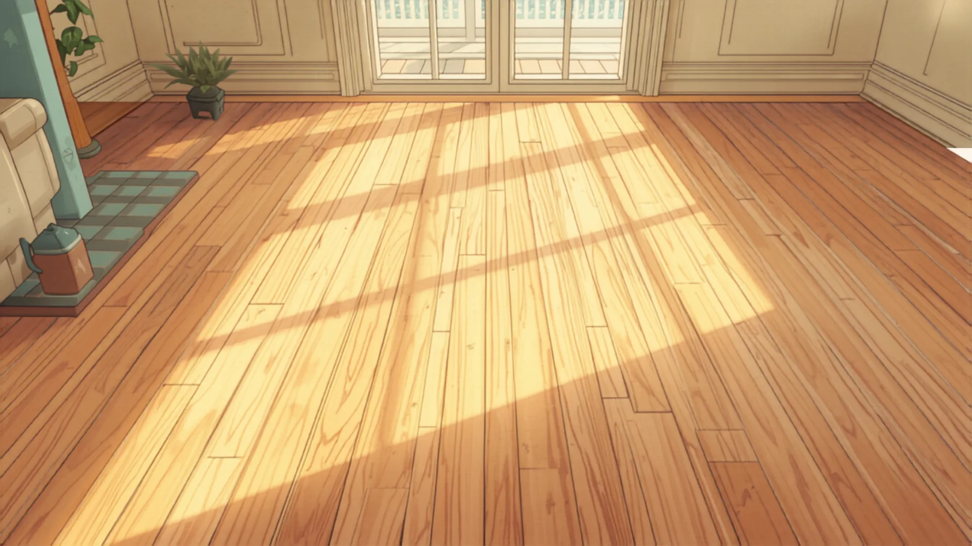 Freshly sanded and polished timber floorboards glowing in a sunlit Brisbane Queenslander living room Freshly sanded and polished timber floorboards glowing in a sunlit Brisbane Queenslander living room