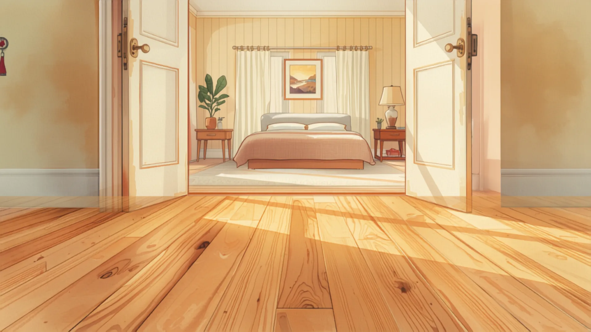 A newly floored Brisbane home showing timber-look living areas flowing into carpeted bedrooms A newly floored Brisbane home showing timber-look living areas flowing into carpeted bedrooms