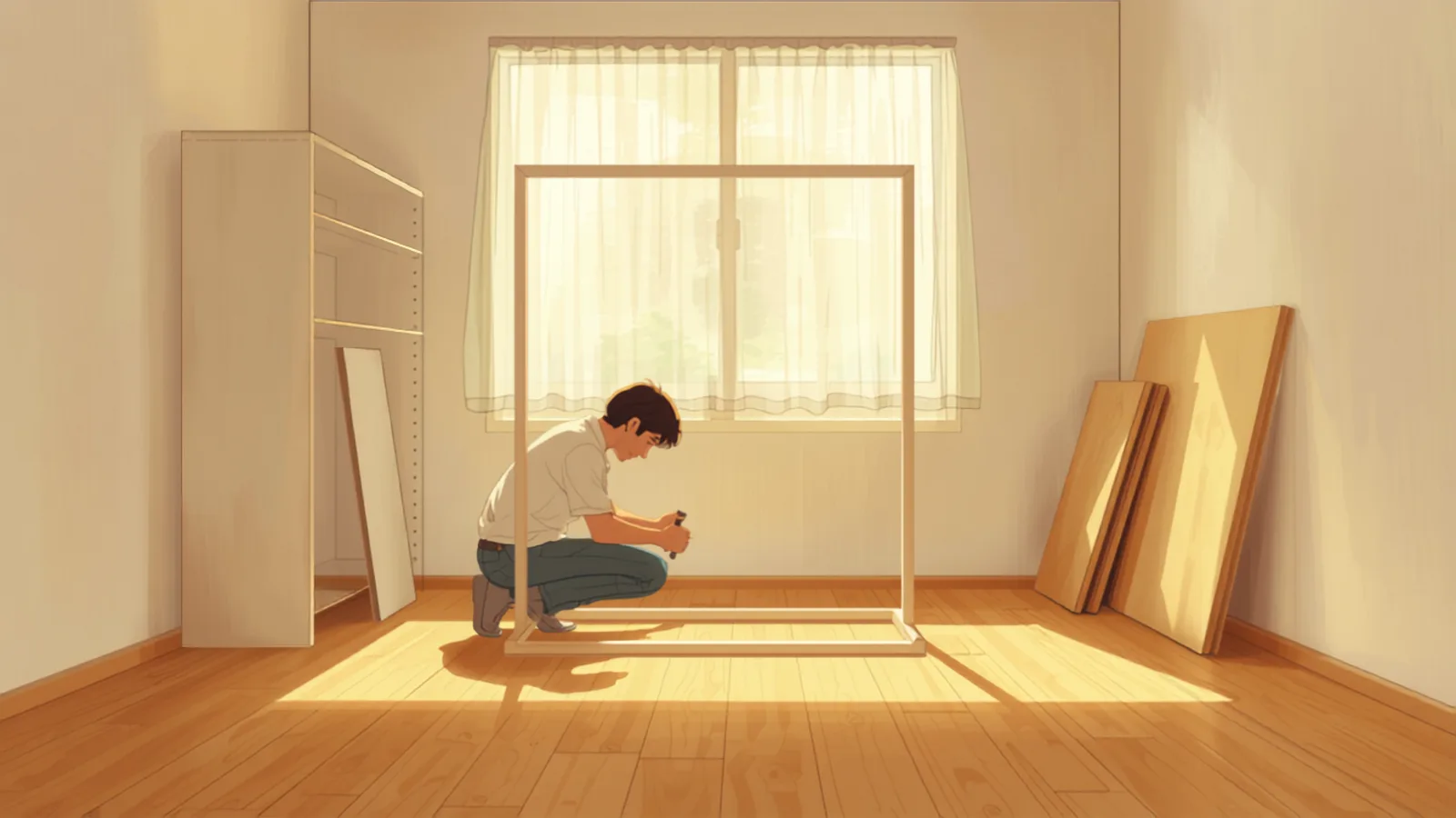 handyman cost brisbane - a handyman assembling a flat-pack wardrobe in a Brisbane bedroom a handyman assembling a flat-pack wardrobe in a Brisbane bedroom - handyman cost brisbane