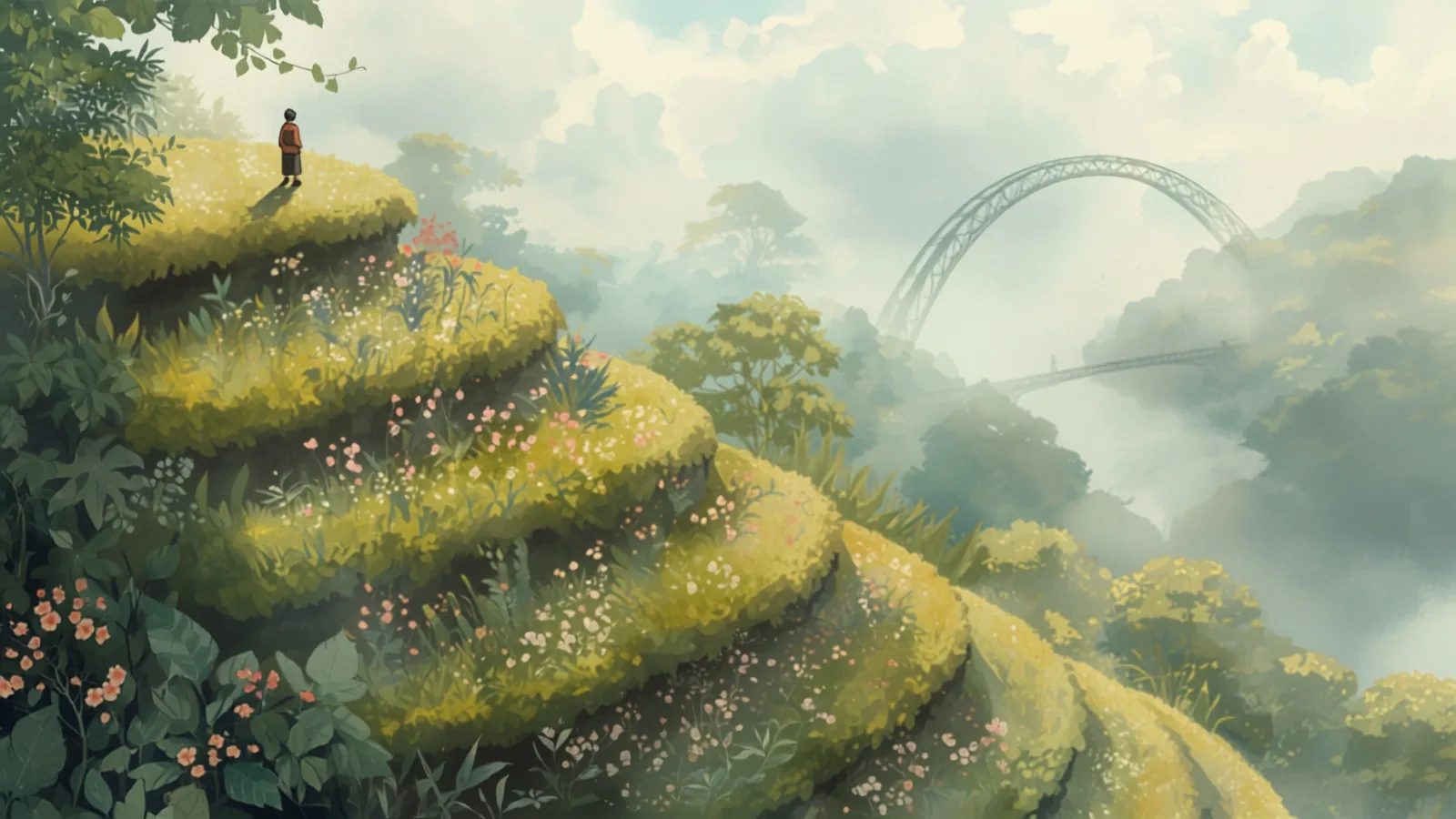 seo cost brisbane - A terraced subtropical garden in ascending tiers with a tiny gardener at work, morning sun over a wide river bend and distant bridge arch A terraced subtropical garden in ascending tiers with a tiny gardener at work, morning sun over a wide river bend and distant bridge arch - seo cost brisbane