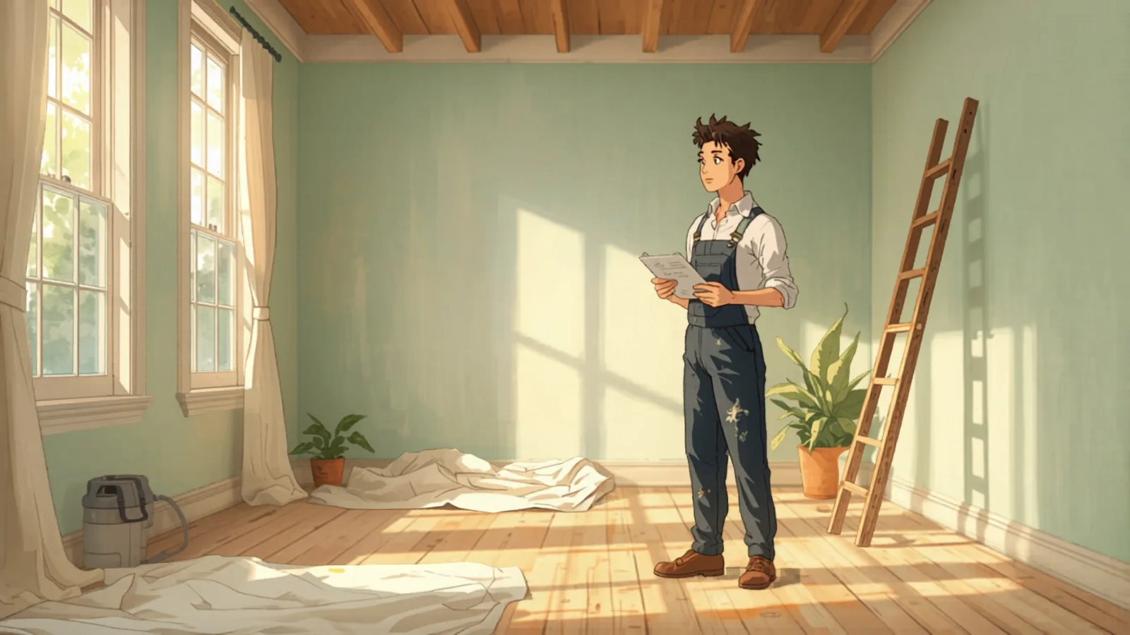 Brisbane painter pricing a job with brush and quote in hand - painter cost brisbane