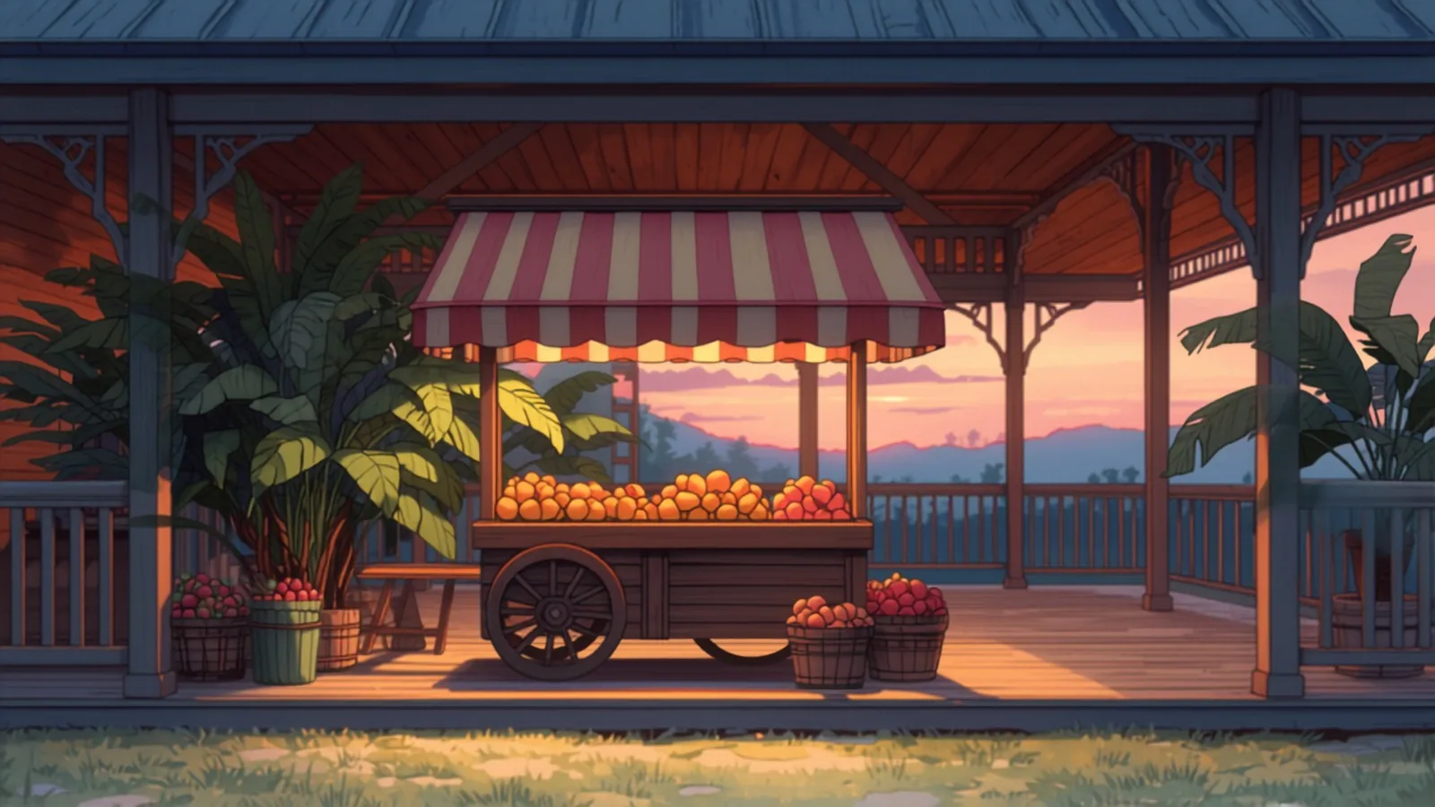 seo cost brisbane - A timber market cart with striped awning glowing under a wide Queenslander verandah at dusk with baskets of tropical fruit A timber market cart with striped awning glowing under a wide Queenslander verandah at dusk with baskets of tropical fruit - seo cost brisbane