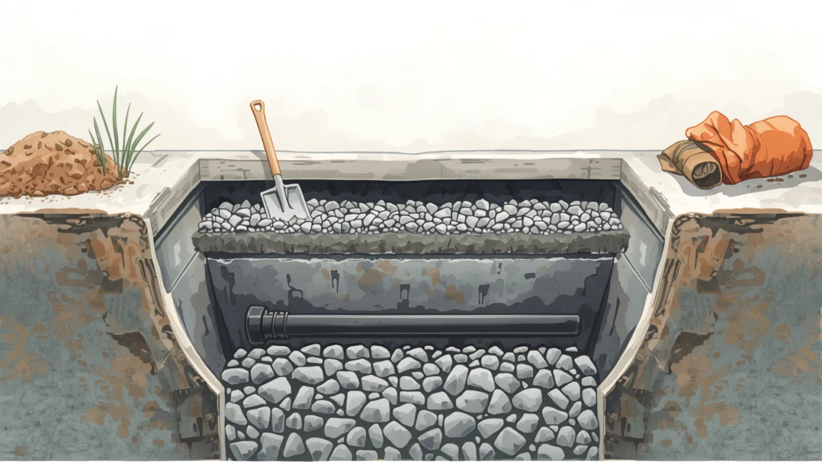 retaining wall cost canberra - A cutaway showing aggregate backfill and a slotted drainage pipe behind a wall lined with geotextile A cutaway showing aggregate backfill and a slotted drainage pipe behind a wall lined with geotextile - retaining wall cost canberra