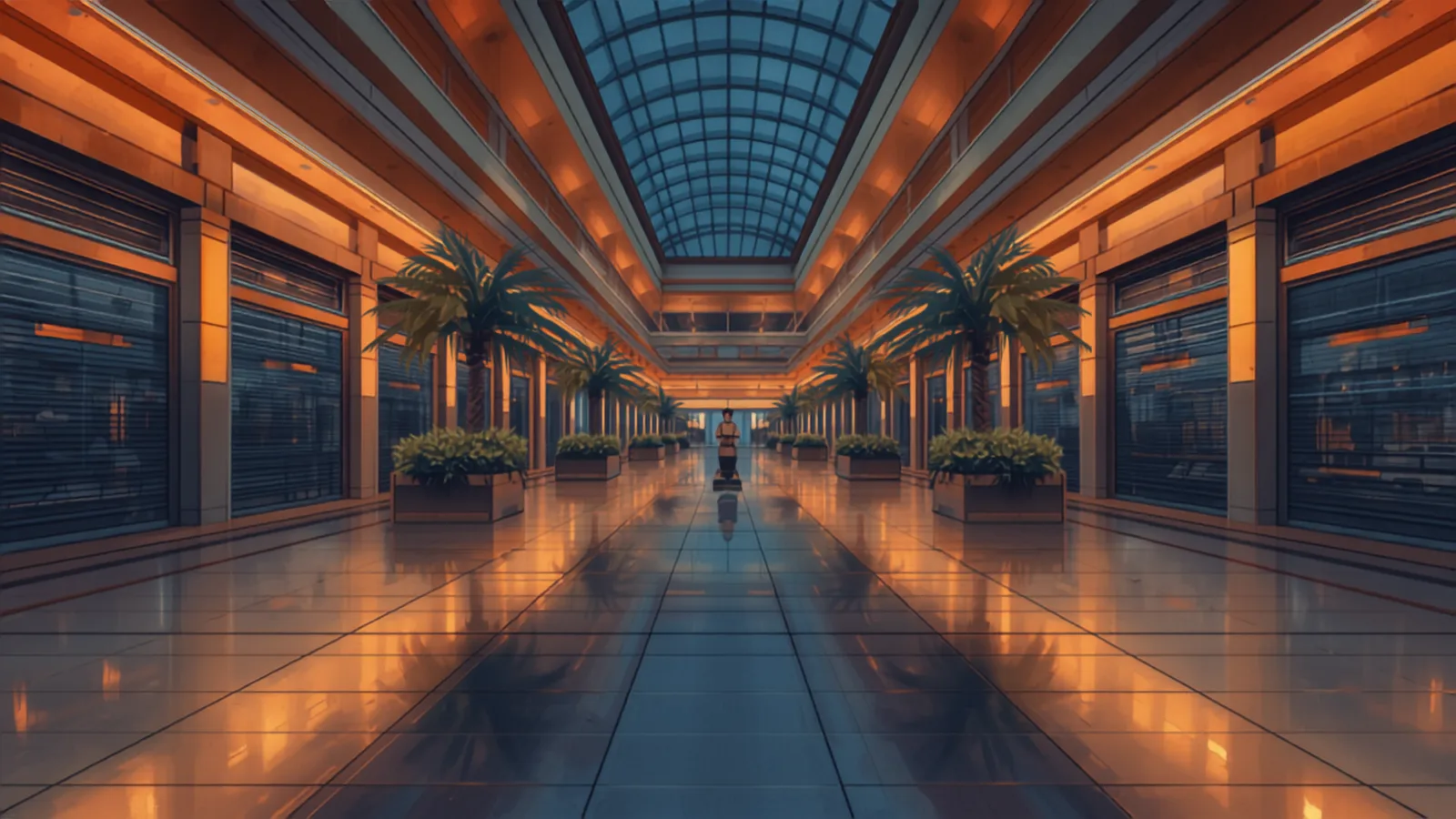 commercial cleaning cost sydney - A cleaner buffing a tiled mall walkway at night with shopfronts dark on either side A cleaner buffing a tiled mall walkway at night with shopfronts dark on either side - commercial cleaning cost sydney