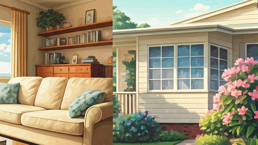 Gold Coast painter cost — interior vs exterior split scene at Mermaid Waters home Gold Coast painter cost — interior vs exterior split scene at Mermaid Waters home