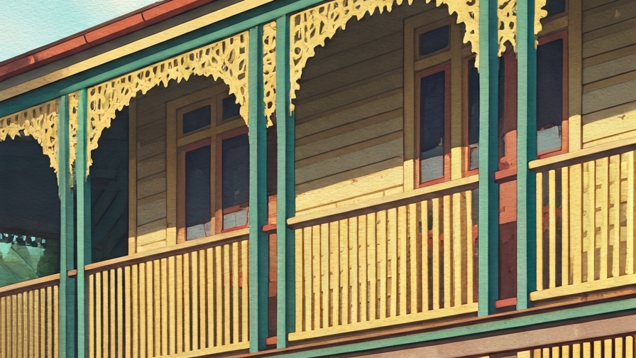 Gold Coast painter cost — hand-painting decorative fretwork on Queenslander verandah