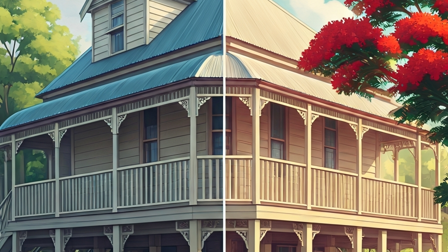 Gold Coast painter cost — Southport hilltop Queenslander before and after repaint