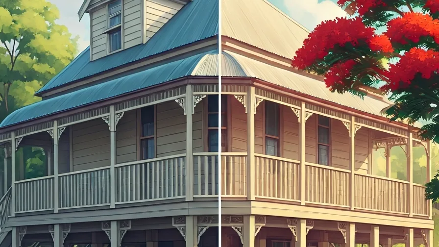 Southport hilltop Queenslander before and after repaint - painter cost gold coast