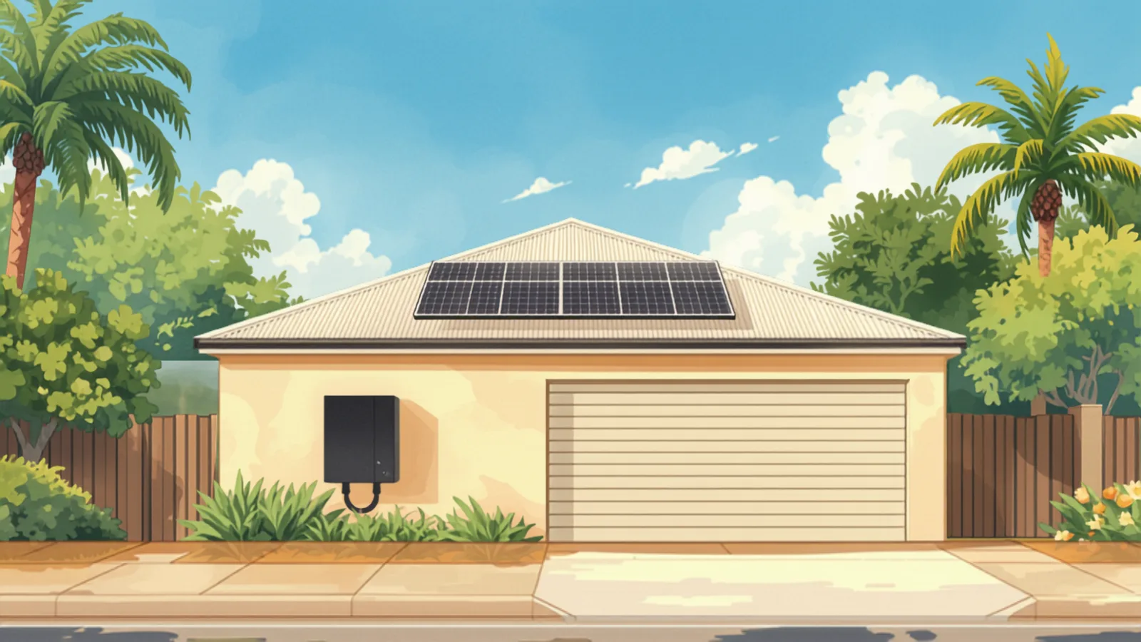 Wall-mounted home solar battery in a Gold Coast garage - solar cost gold coast