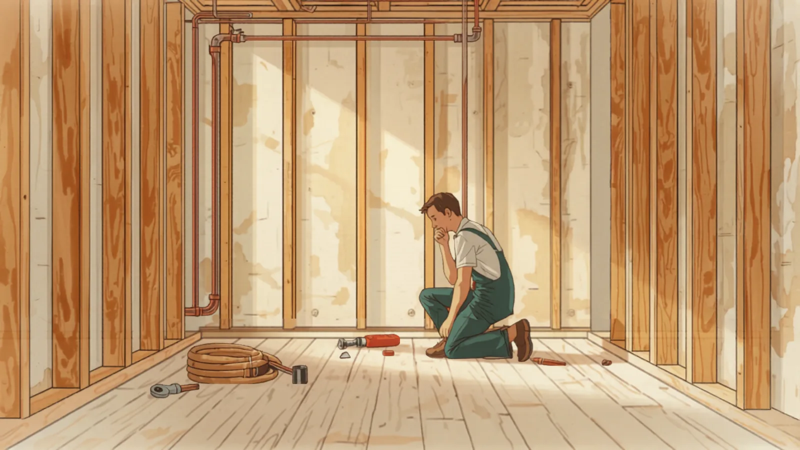 plumber installing rough-in pipework - bathroom renovation cost melbourne