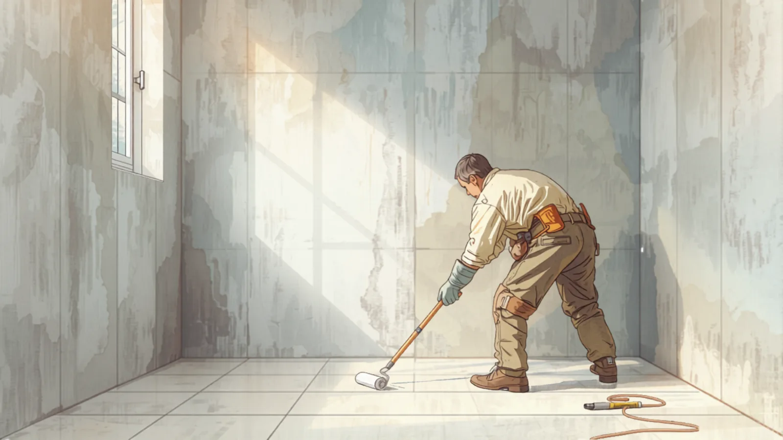 licensed waterproofer applying membrane - bathroom renovation cost melbourne