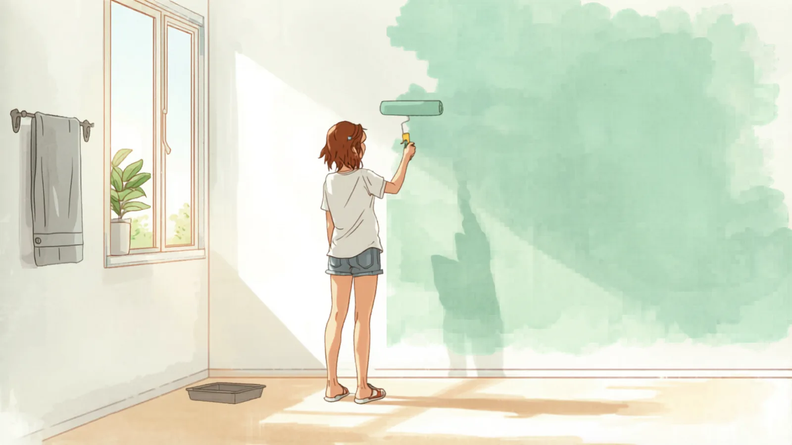 homeowner painting walls after a refresh - bathroom renovation cost melbourne