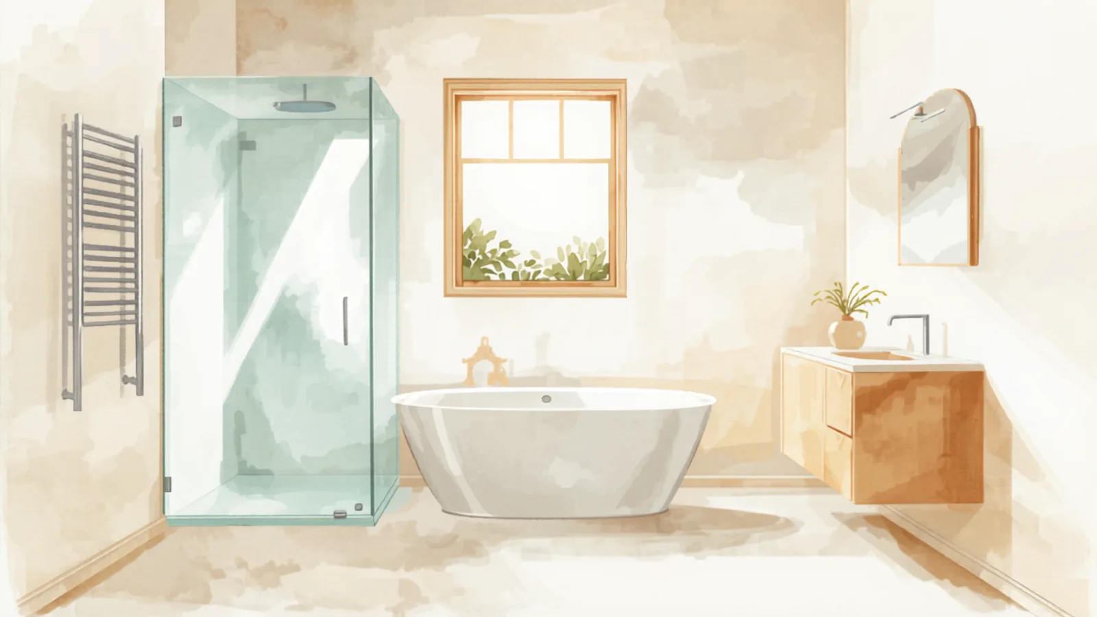 finished mid-range bathroom with frameless shower - bathroom renovation cost melbourne
