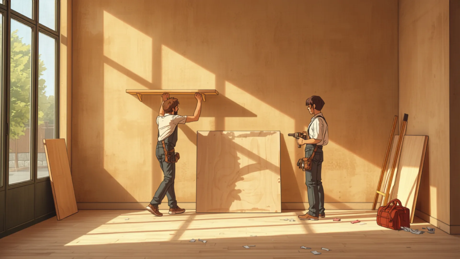 melbourne shopfitting installation - shopfitters installing display shelving and counter joinery in a retail tenancy shopfitters installing display shelving and counter joinery in a retail tenancy - melbourne shopfitting installation