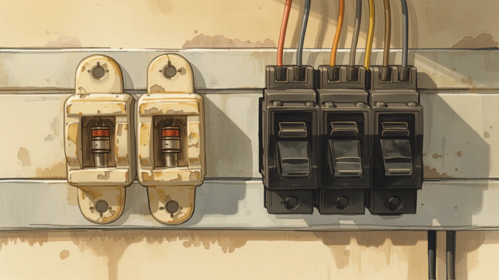 licensed electrician replacing an old ceramic fuse box - electrician cost melbourne