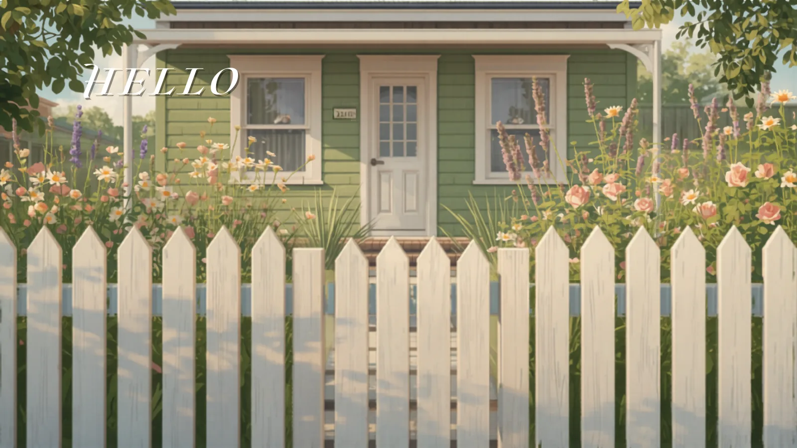 white PVC picket fence along a front garden - fencing cost melbourne