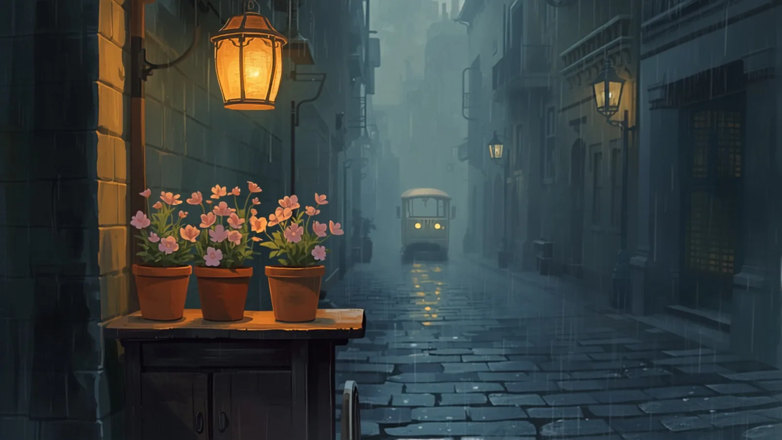 small business website melbourne - Potted flowers glowing under a hanging lantern on a rainy night laneway with a tram’s soft lights in the distance Potted flowers glowing under a hanging lantern on a rainy night laneway with a tram’s soft lights in the distance - small business website melbourne