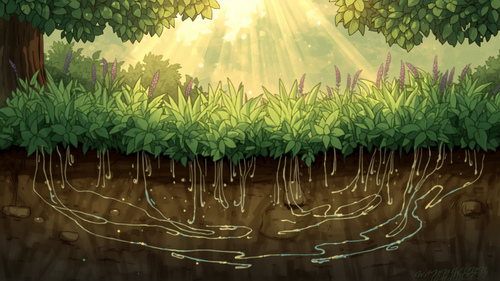 landscaping cost - Illustration of irrigation zones and surface drainage channels mapped across a garden - irrigation and drainage installation cost Illustration of irrigation zones and surface drainage channels mapped across a garden - irrigation and drainage installation cost - landscaping cost