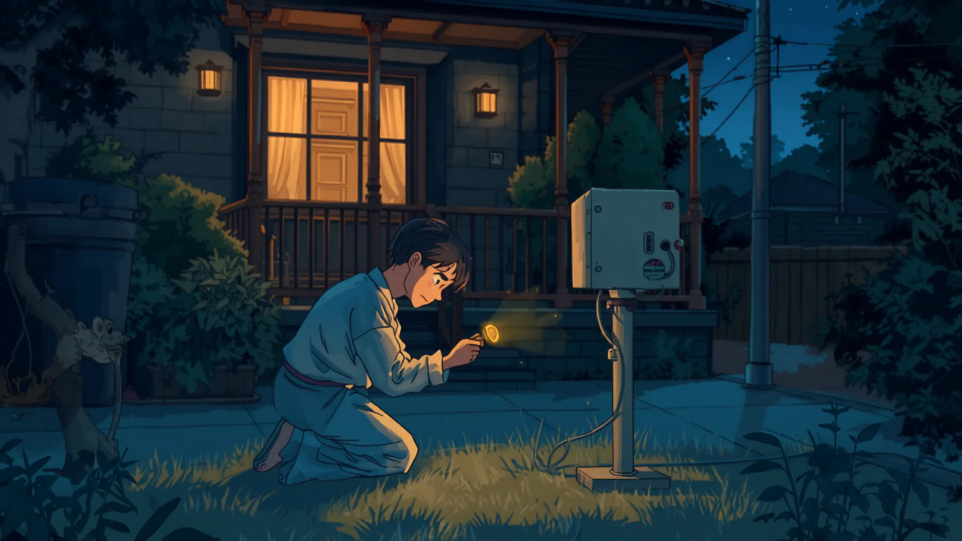 plumber cost - Illustration of a homeowner turning off the water meter isolation valve at night - what to do while waiting for an emergency plumber Illustration of a homeowner turning off the water meter isolation valve at night - what to do while waiting for an emergency plumber - plumber cost