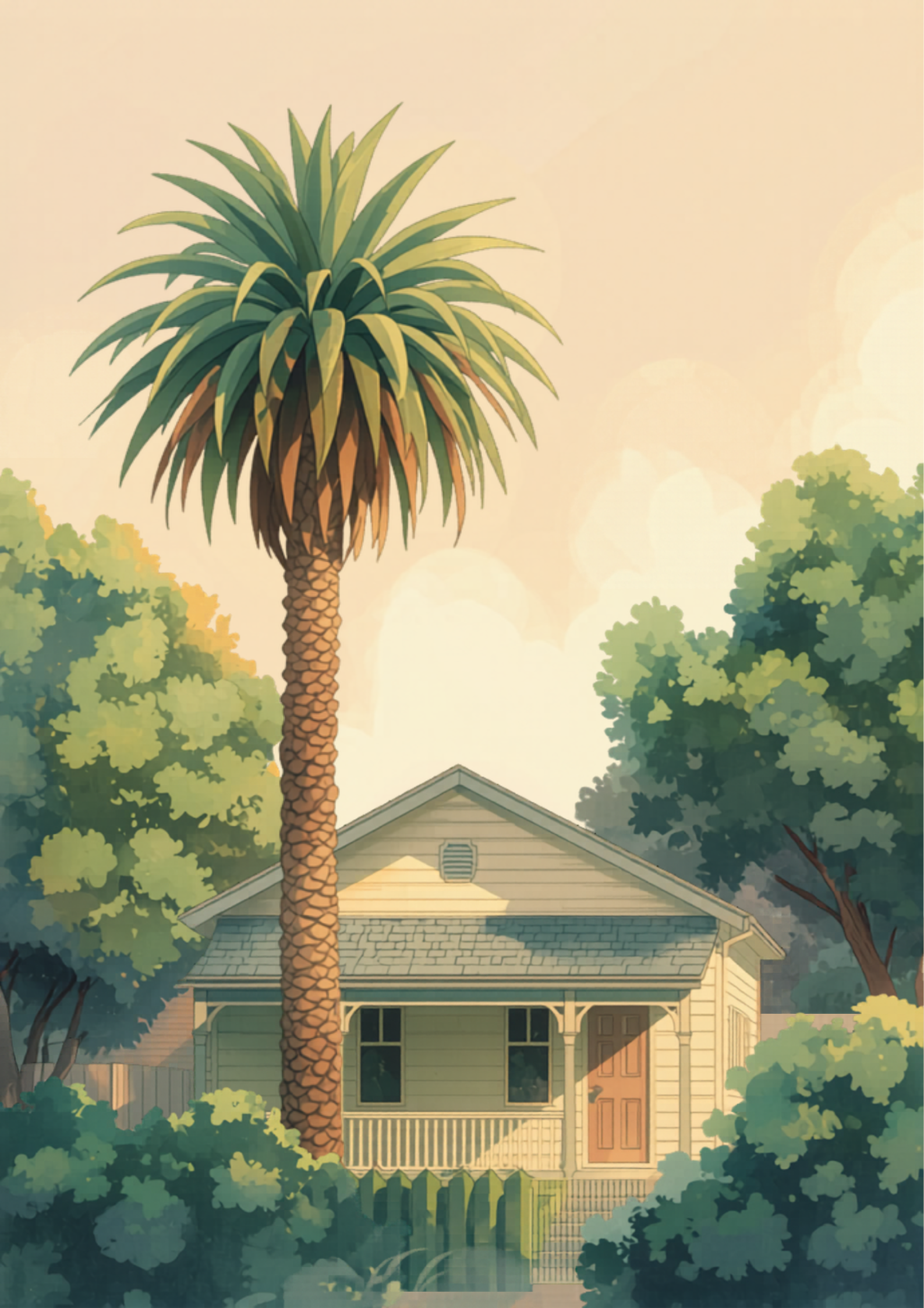 Mature Canary Island date palm beside a Melbourne home Mature Canary Island date palm beside a Melbourne home