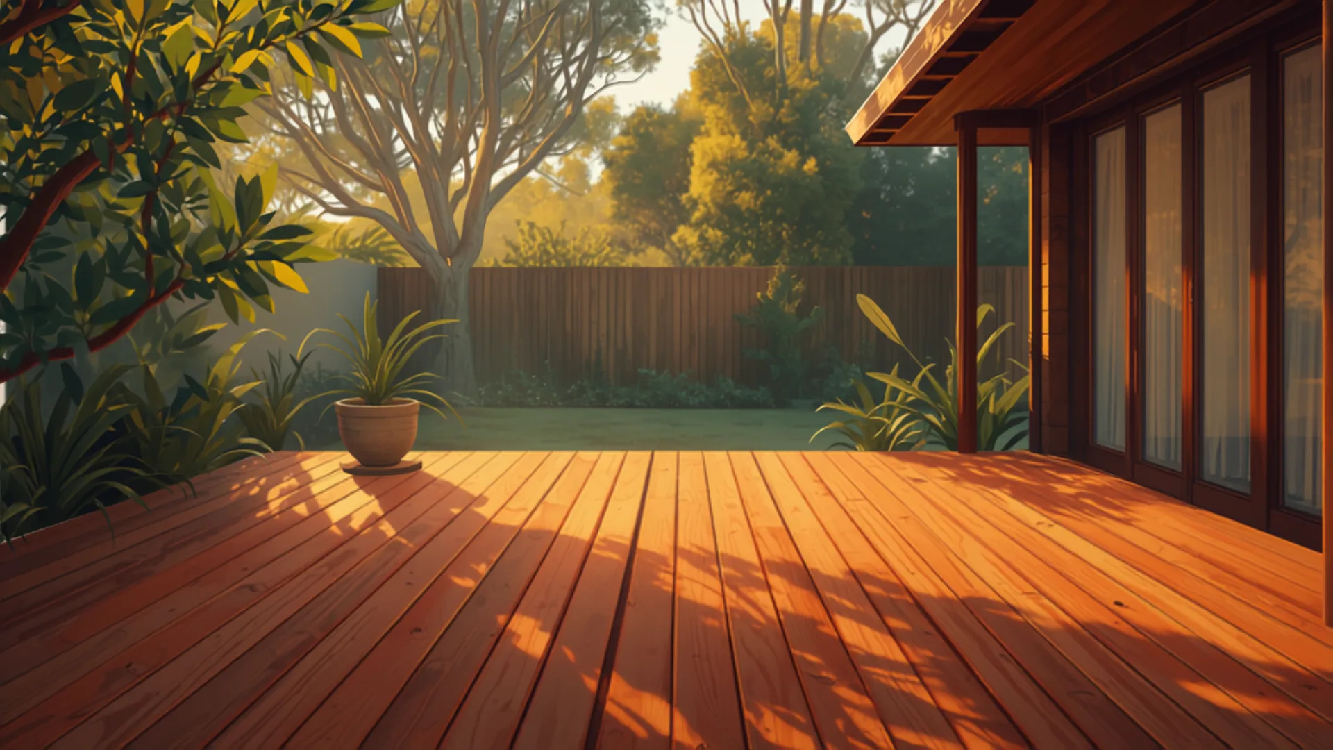 jarrah and merbau hardwood deck in a Perth garden setting - decking cost perth