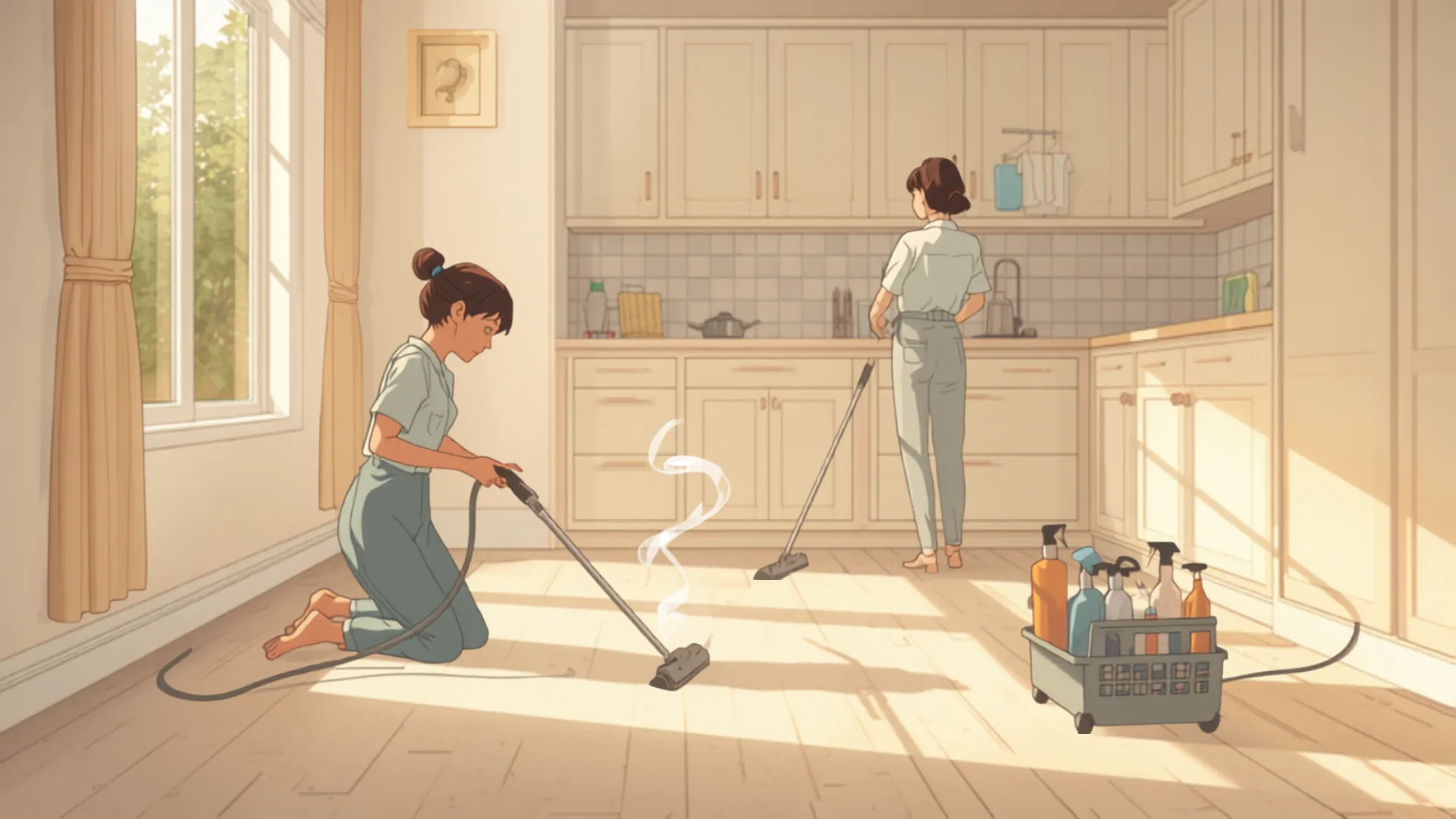 house cleaning cost perth - cleaner working through a vacate clean checklist in an empty kitchen cleaner working through a vacate clean checklist in an empty kitchen - house cleaning cost perth