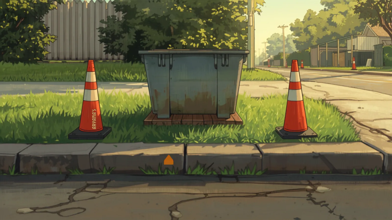 reflective markers and signage on a kerbside skip bin - skip bin cost geelong