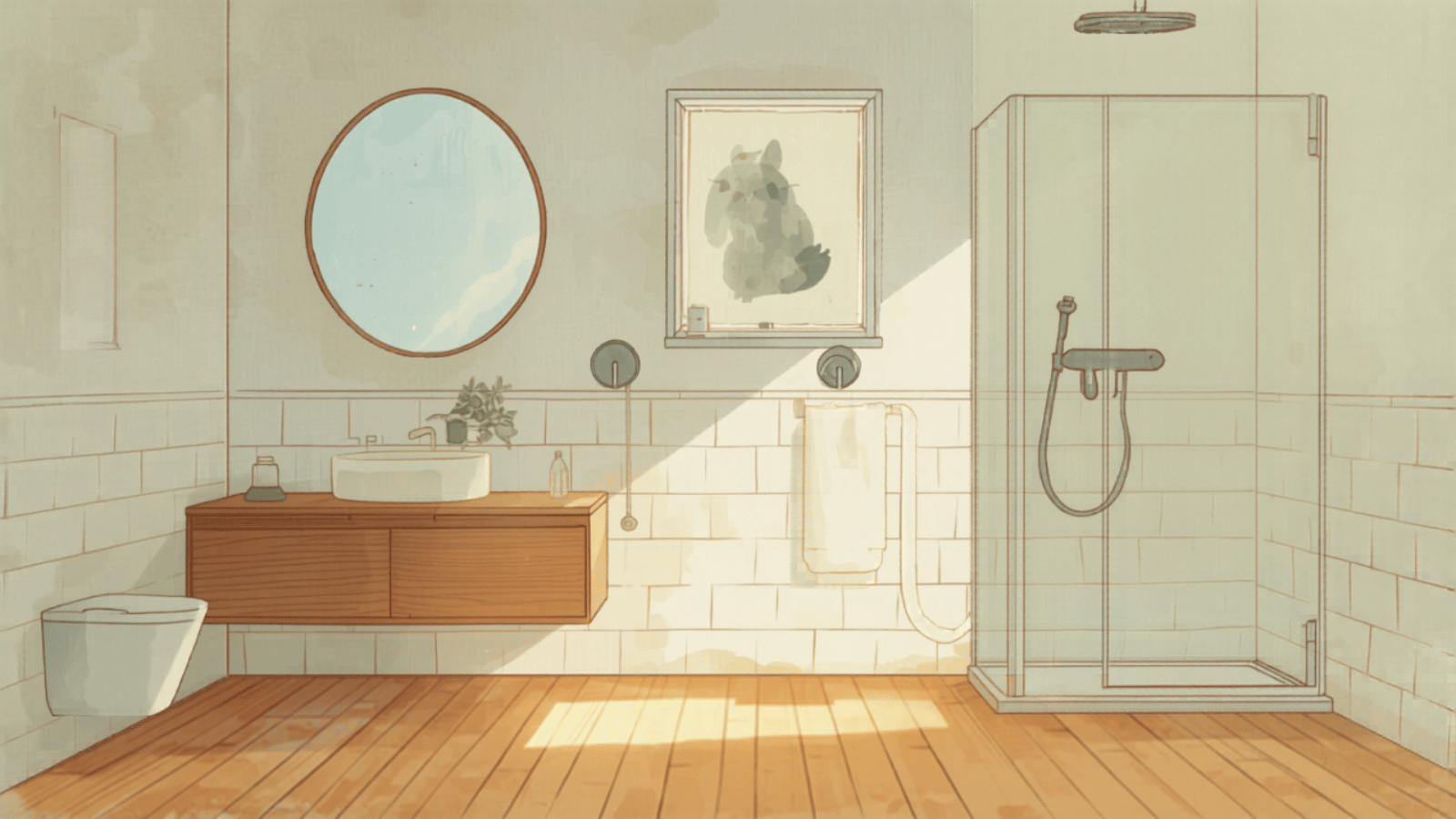 Sunshine Coast bathroom renovation cost — small renovated bathroom with white subway tiles and timber vanity Sunshine Coast bathroom renovation cost — small renovated bathroom with white subway tiles and timber vanity