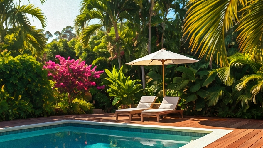 Sunshine Coast decking cost — hardwood pool deck surround with turquoise pool Sunshine Coast decking cost — hardwood pool deck surround with turquoise pool