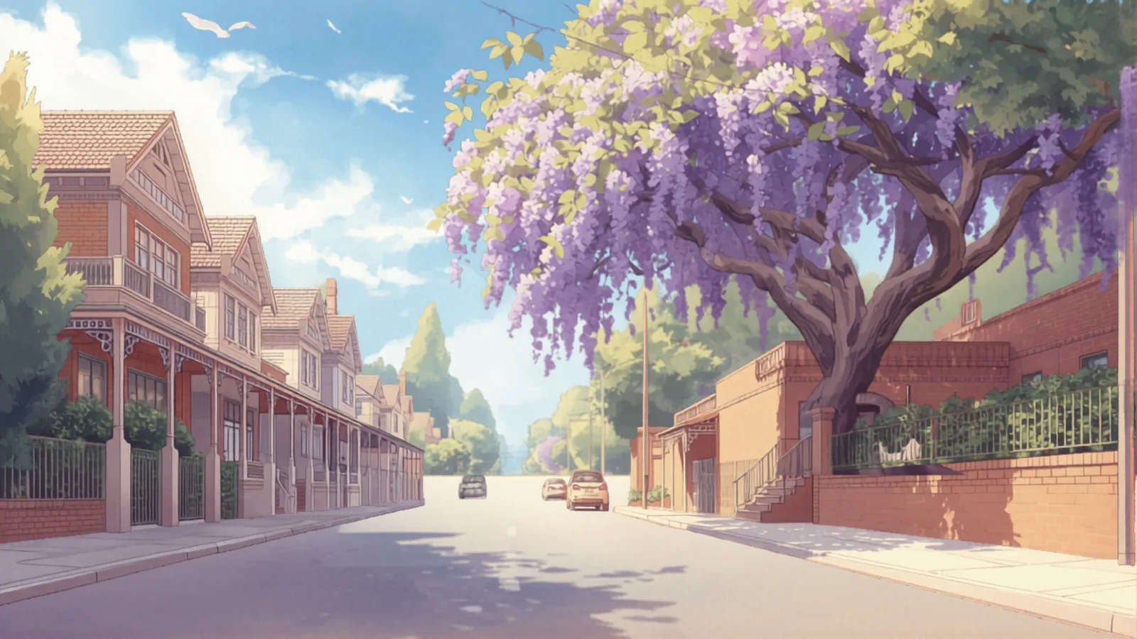 Sydney federation terrace streetscape with a jacaranda tree - electrician cost sydney