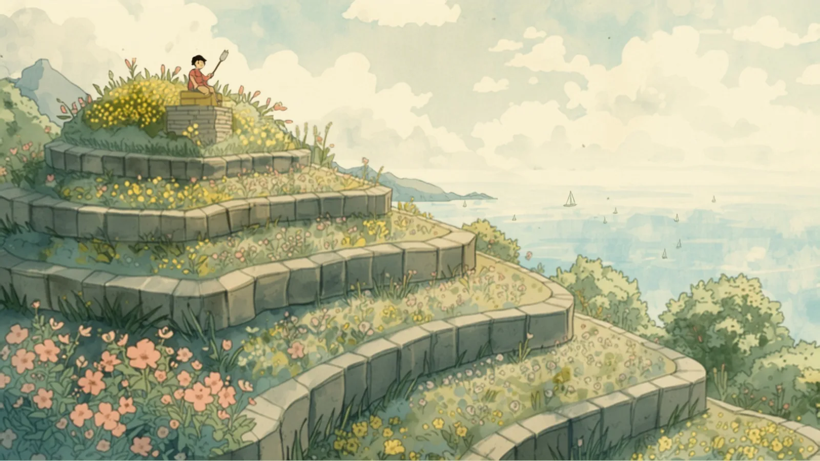 seo cost sydney - A terraced hillside garden in ascending blooming tiers overlooking a pale harbour dotted with white sails in morning light A terraced hillside garden in ascending blooming tiers overlooking a pale harbour dotted with white sails in morning light - seo cost sydney