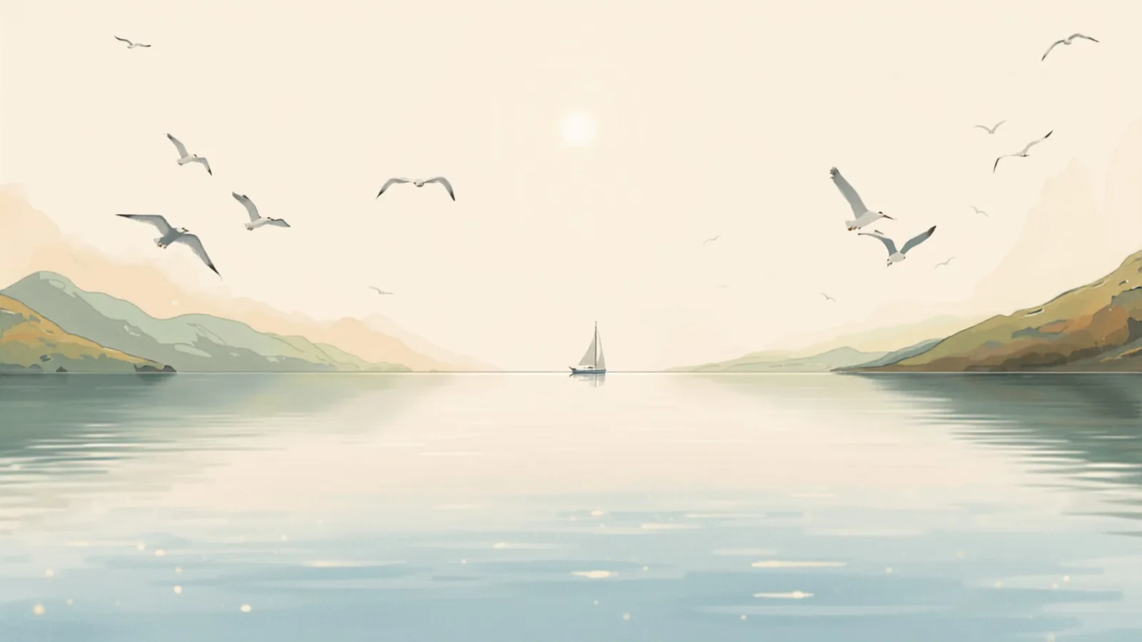 small business website sydney - Seagulls gliding over calm sparkling harbour water in soft morning light with one distant white sail Seagulls gliding over calm sparkling harbour water in soft morning light with one distant white sail - small business website sydney