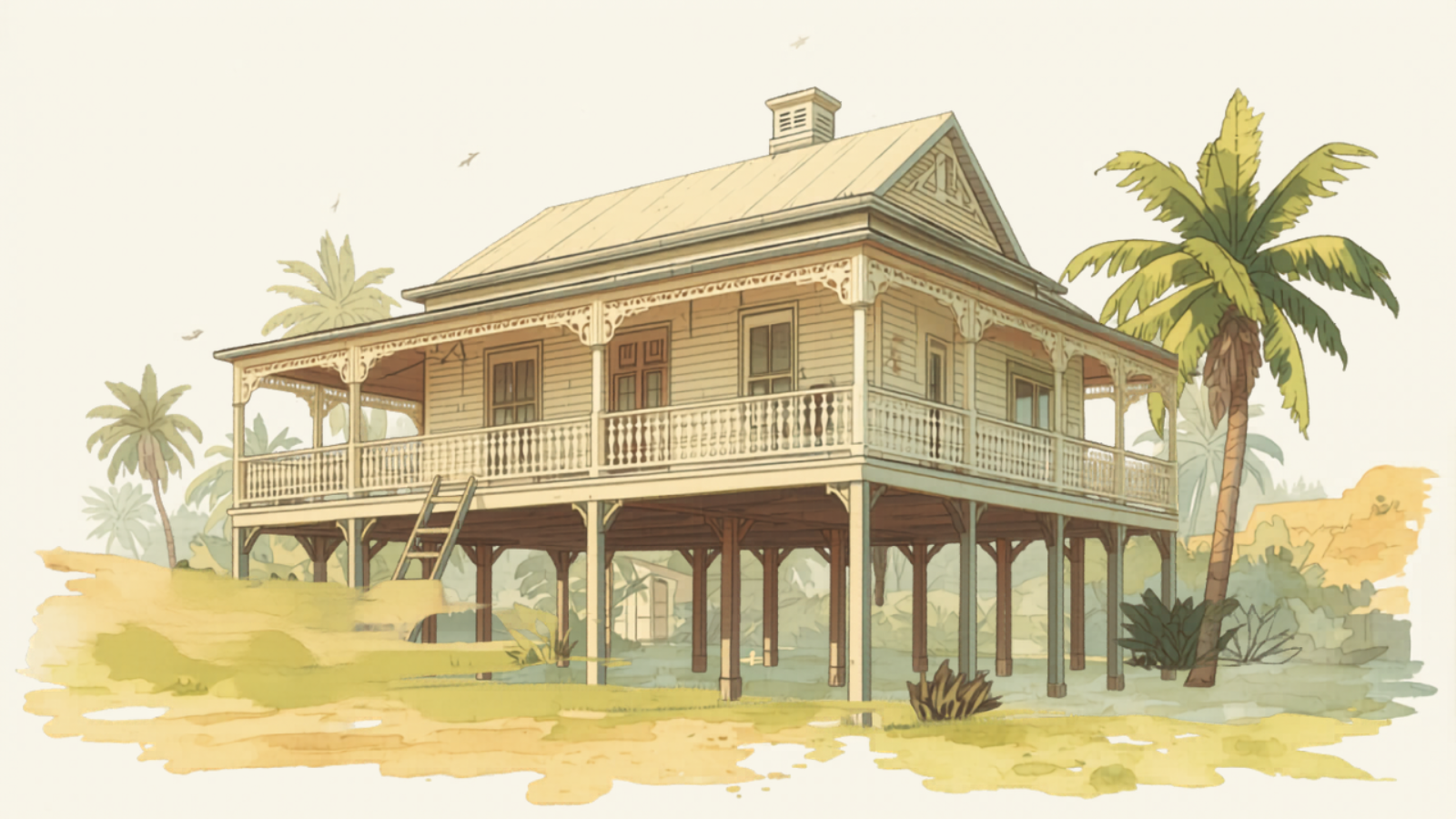 Townsville painter cost — traditional raised Queenslander with verandah being repainted in North Ward Townsville painter cost — traditional raised Queenslander with verandah being repainted in North Ward