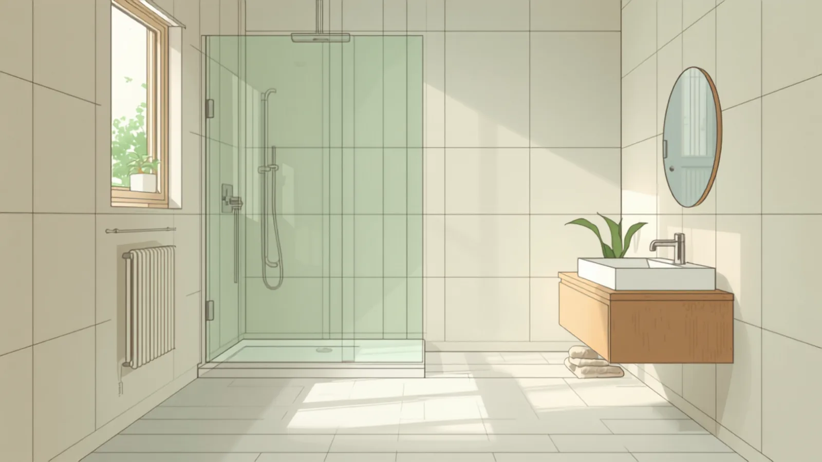 bathroom renovation cost wollongong - Compact renovated bathroom in a Wollongong home with a walk-in shower and wall-hung vanity Compact renovated bathroom in a Wollongong home with a walk-in shower and wall-hung vanity - bathroom renovation cost wollongong