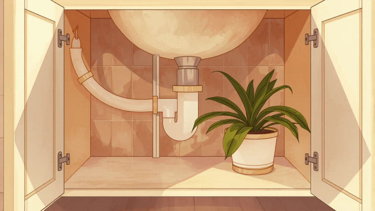 plumber cost wollongong - newly installed cream PEX flexible pipes and brass fittings under a coastal home vanity newly installed cream PEX flexible pipes and brass fittings under a coastal home vanity - plumber cost wollongong
